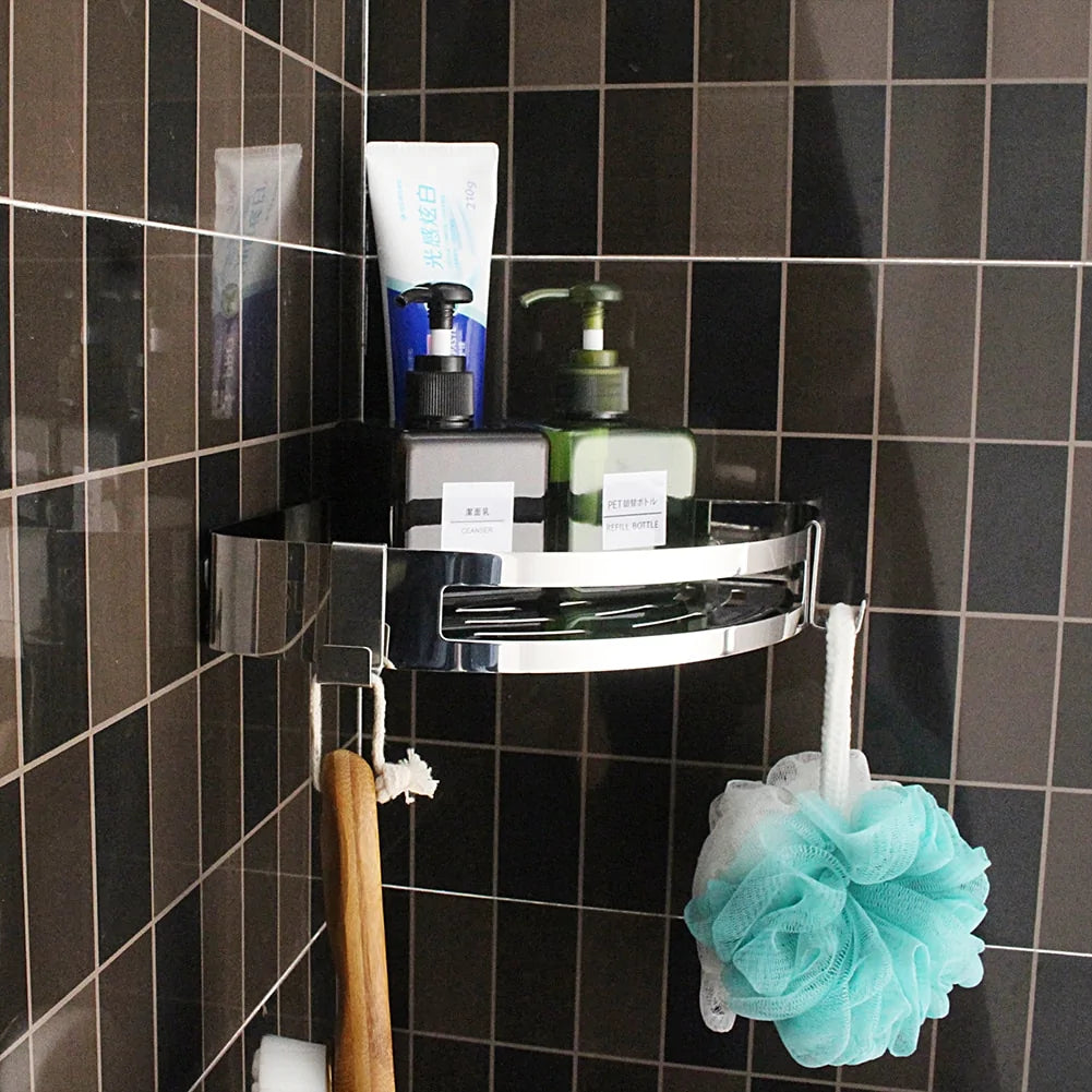 Estante de baño de acero inoxidable sin perforaciones: organice con facilidad