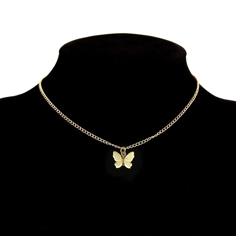 Goldkette Schmetterling Anhänger Choker Halskette: Böhmischer Strandschmuck