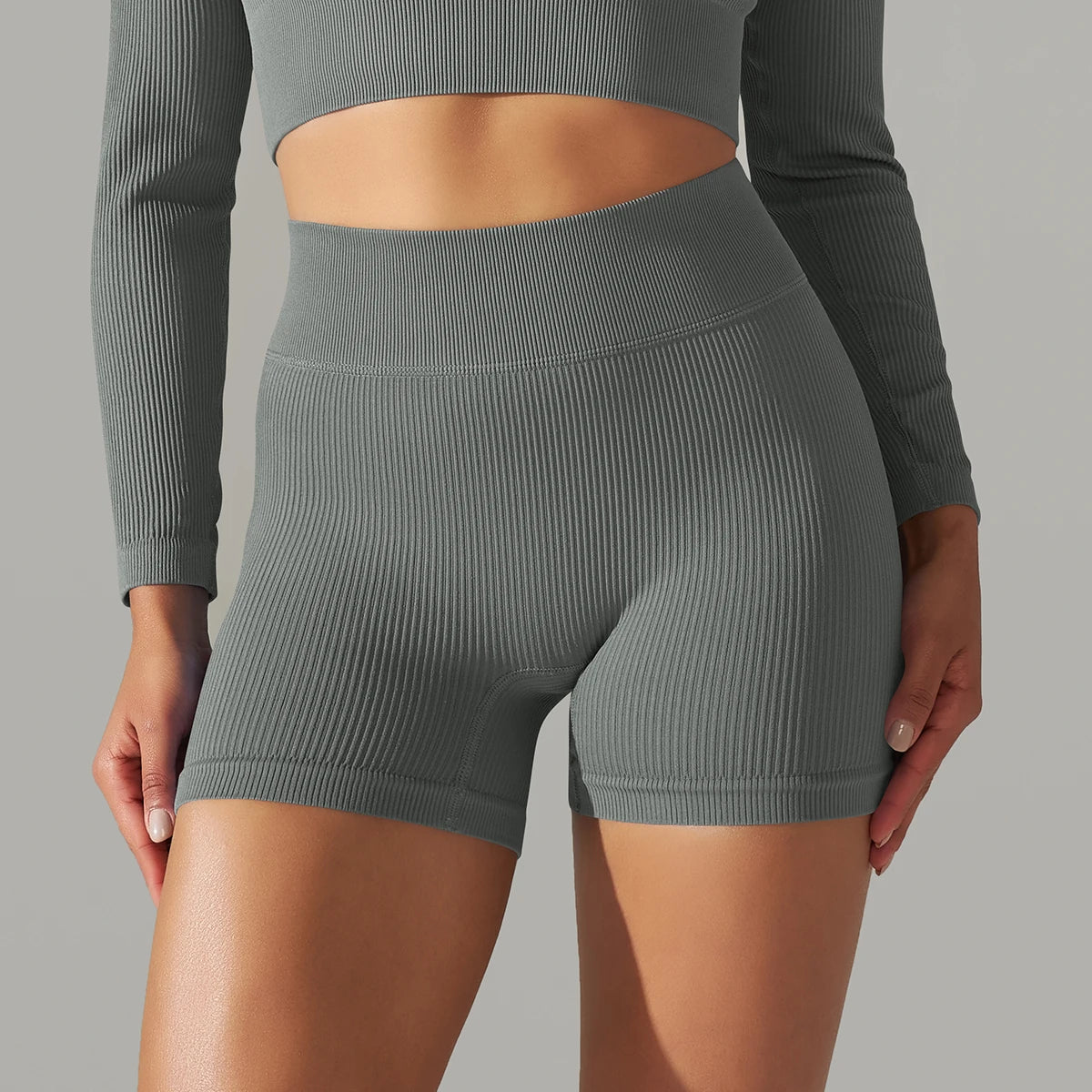 Shorts deportivos de yoga con cintura alta sin costuras