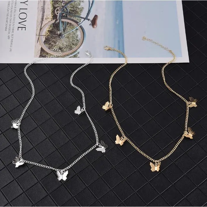 Goldkette Schmetterling Anhänger Choker Halskette: Böhmischer Strandschmuck