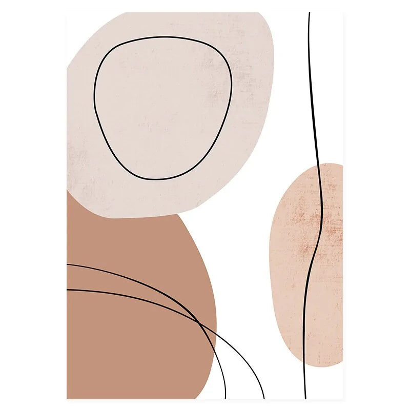 Pintura abstracta geométrica beige del arte de la pared de la lona del estilo de Boho
