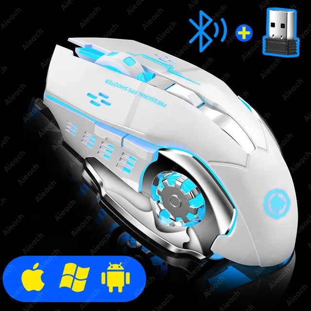 Ratón inalámbrico recargable silencioso para juegos
