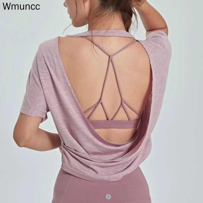 Blusa deportiva con espalda abierta: camiseta sin mangas transpirable para gimnasio y yoga