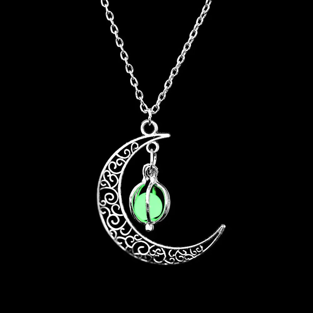 FAMSHIN Halskette mit leuchtendem Mond-Anhänger und natürlichem leuchtendem Stein – Heilender Charm-Schmuck für Frauen