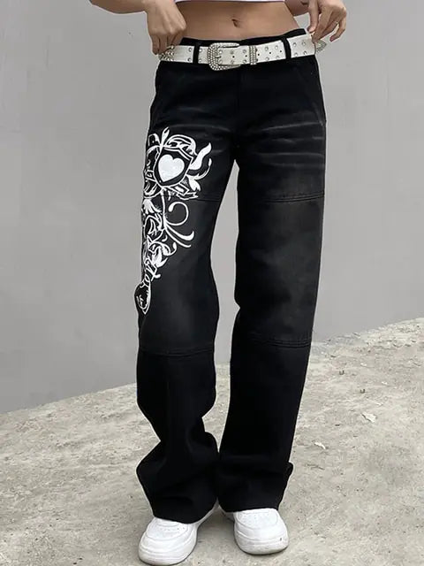 Vaqueros cargo estampados Harajuku