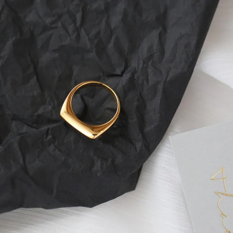 2021 Hot Sell Square Plain Ring: 18 Karat vergoldeter Titan-Edelstahlschmuck