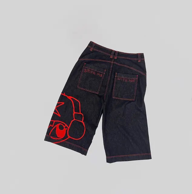 Pantalones cortos Y2k Pantalones cortos de gimnasio de mezclilla hip hop