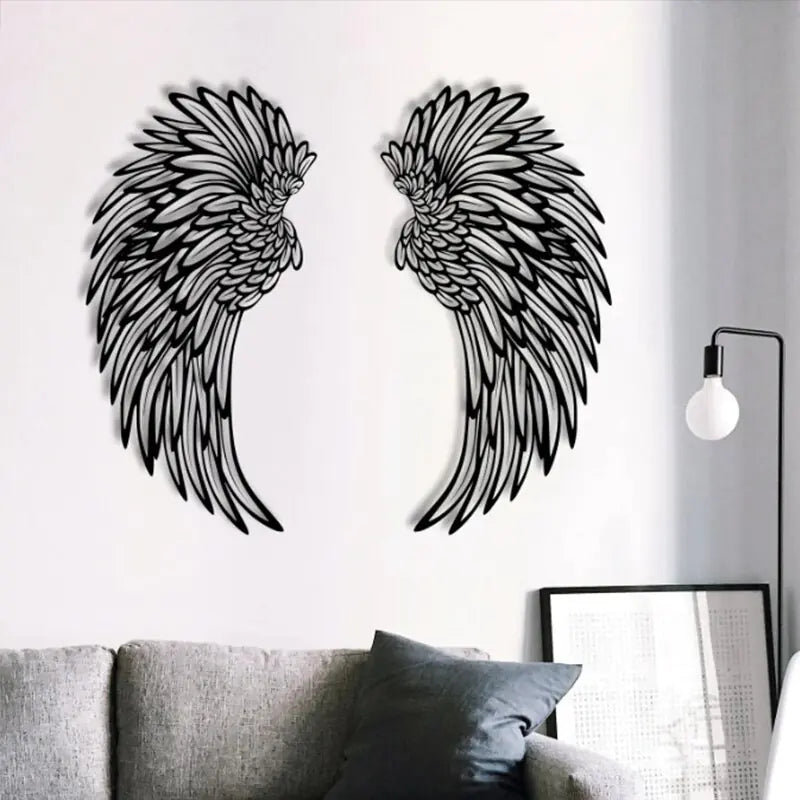 Wandkunst mit Engelsflügeln und LED-Lichtern