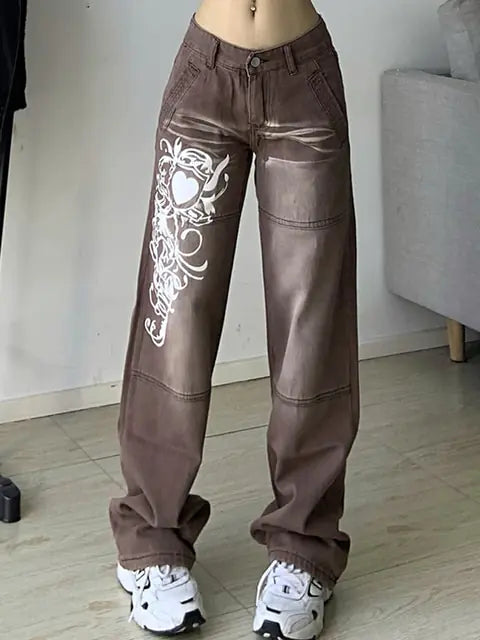 Vaqueros cargo estampados Harajuku