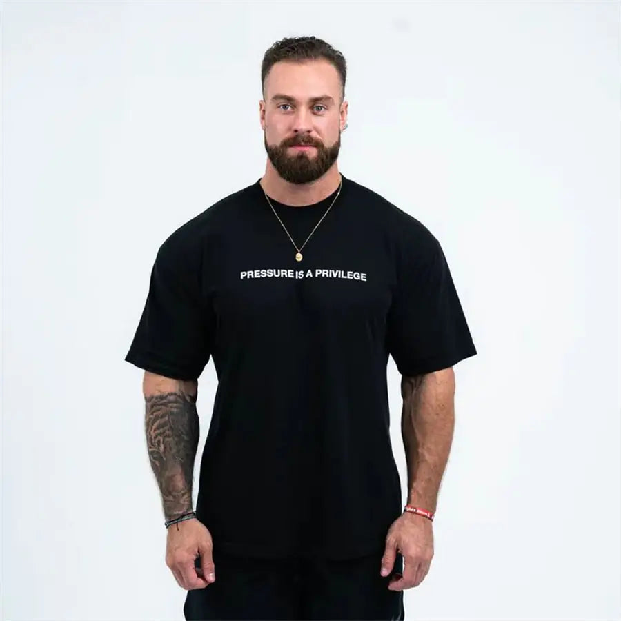 Camiseta deportiva de gimnasio estampada de verano para hombre