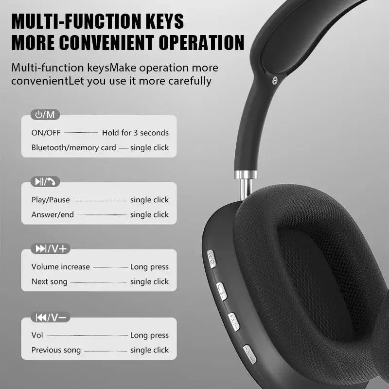 Kabellose Bluetooth-Kopfhörer mit Geräuschunterdrückung und Mikrofon
