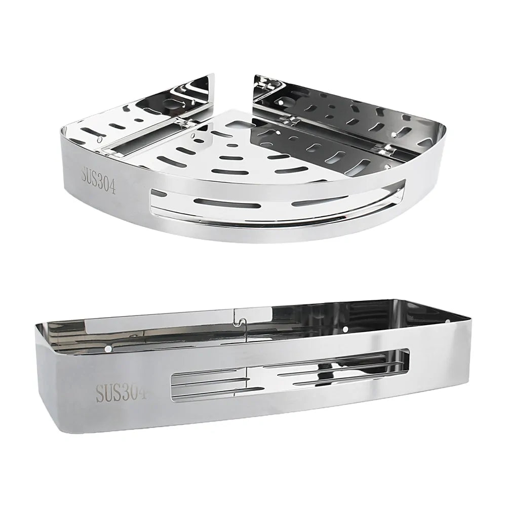 Estante de baño de acero inoxidable sin perforaciones: organice con facilidad