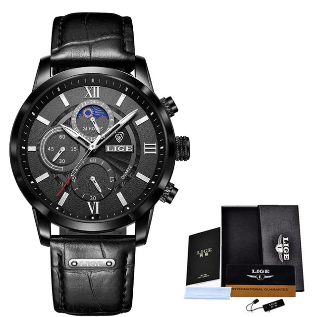 Relojes de lujo de cuarzo de cuero para hombres