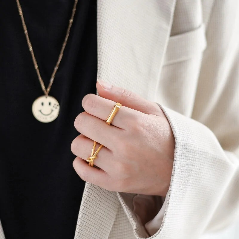 2021 Hot Sell Square Plain Ring: 18 Karat vergoldeter Titan-Edelstahlschmuck