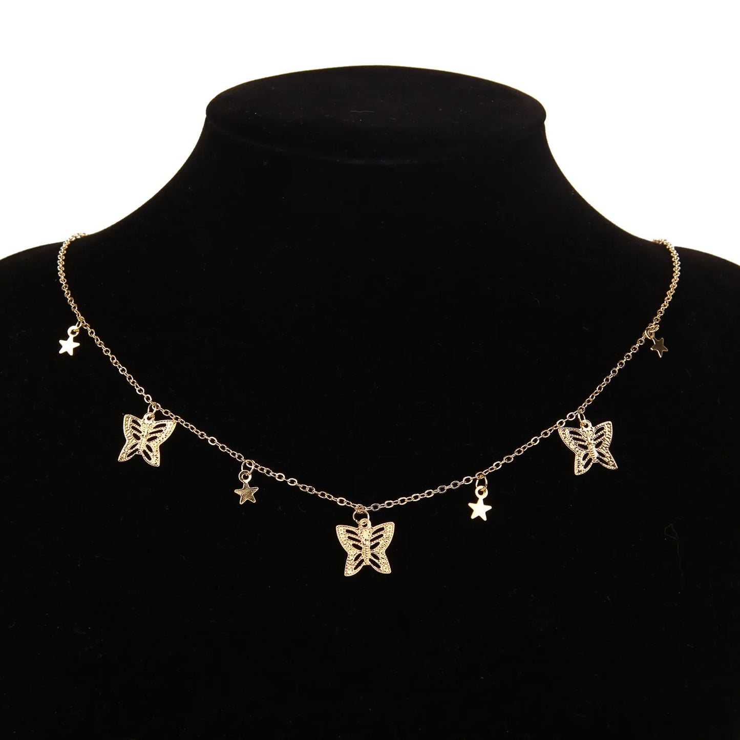 Goldkette Schmetterling Anhänger Choker Halskette: Böhmischer Strandschmuck
