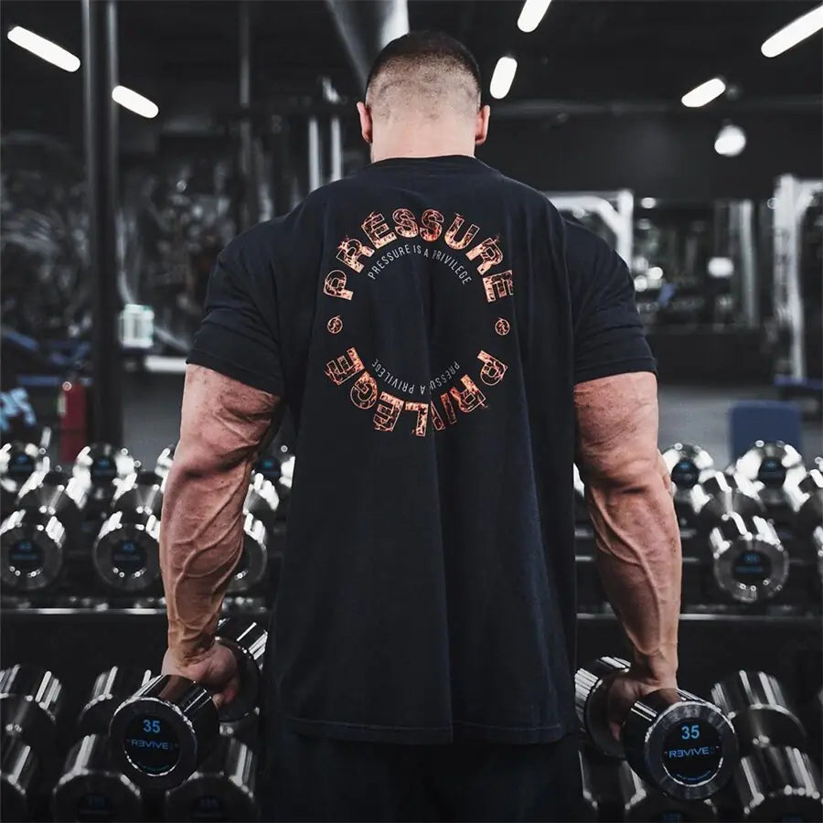 Camiseta deportiva de gimnasio estampada de verano para hombre