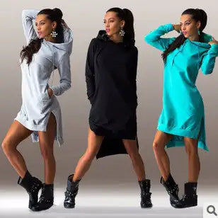 Sudadera de vestir de manga larga con capucha irregular