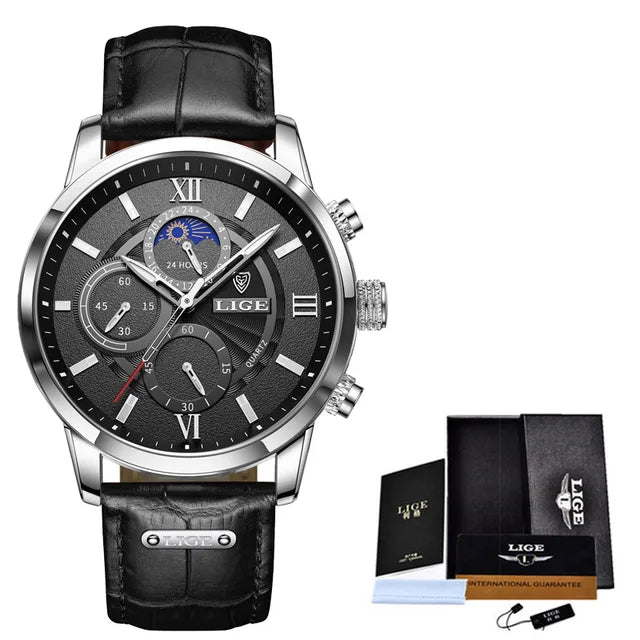 Relojes de lujo de cuarzo de cuero para hombres