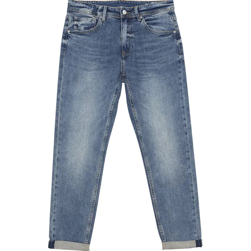 Primavera nuevos pantalones vaqueros ceñidos para hombres