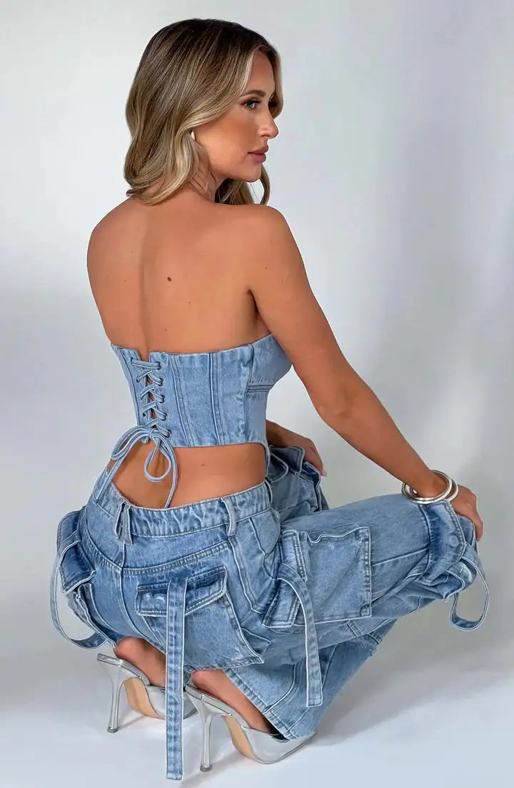 Vaqueros cargo de mezclilla