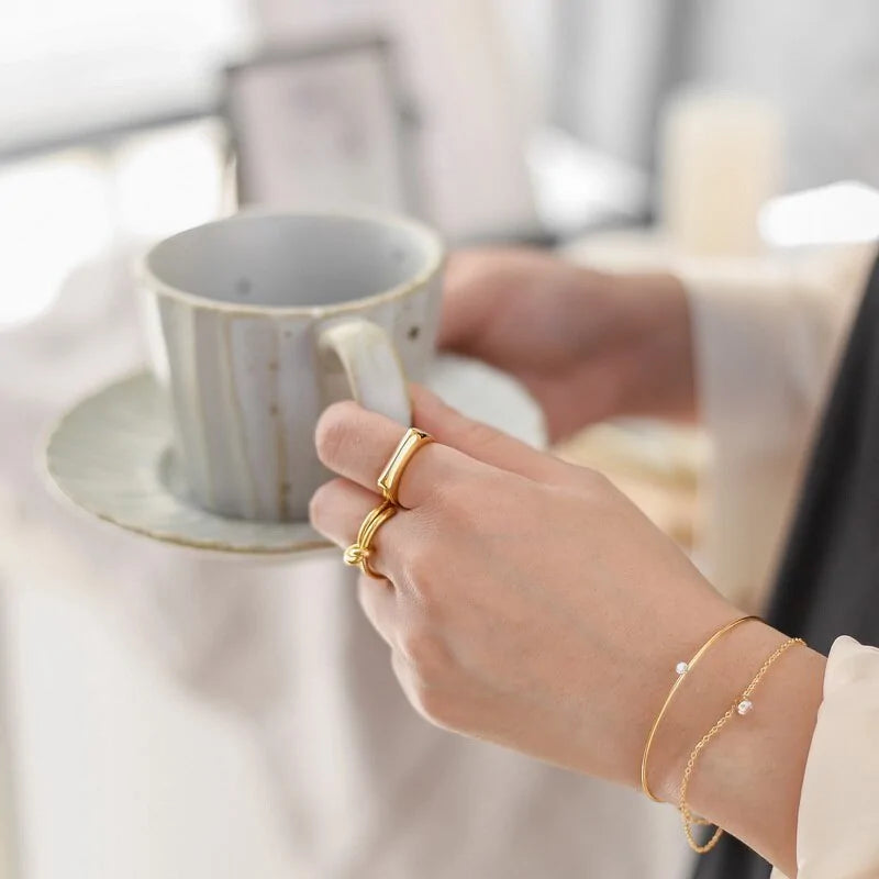 2021 Hot Sell Square Plain Ring: 18 Karat vergoldeter Titan-Edelstahlschmuck