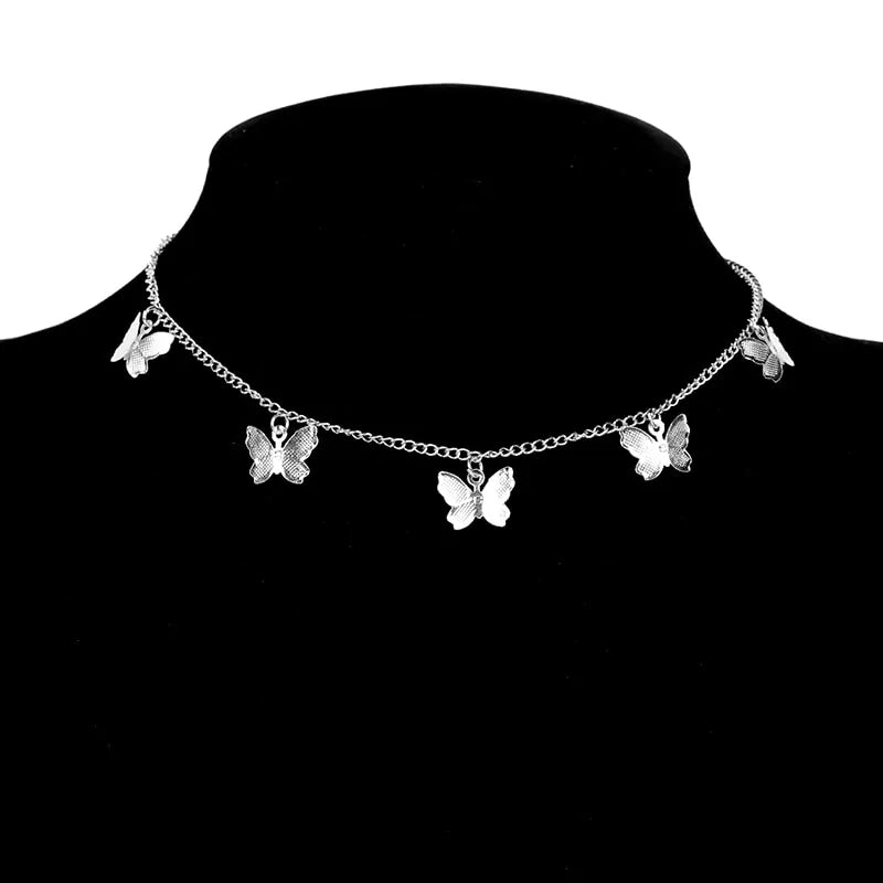 Goldkette Schmetterling Anhänger Choker Halskette: Böhmischer Strandschmuck