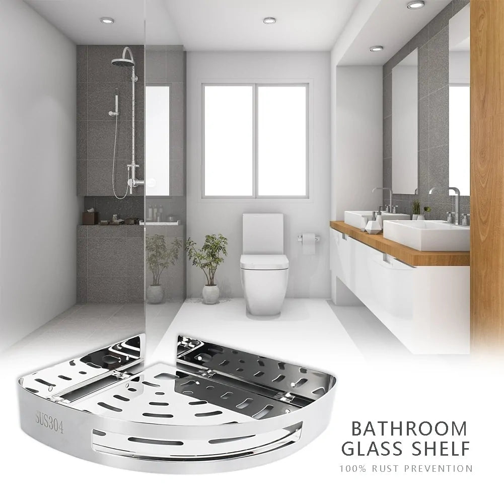 Estante de baño de acero inoxidable sin perforaciones: organice con facilidad