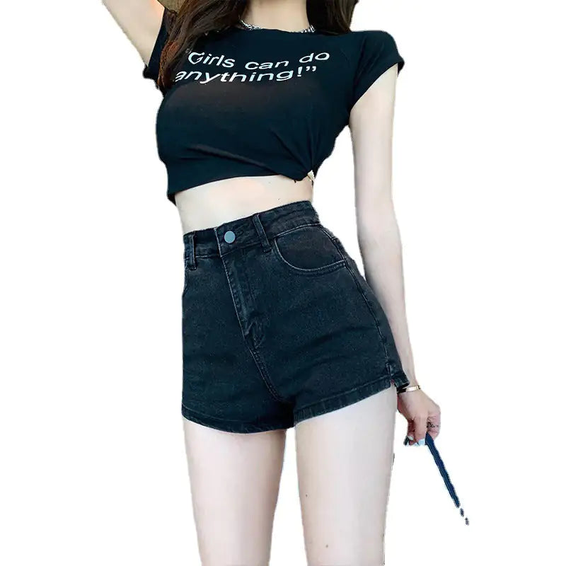 2023 Neue Stil A-Linie Einfache Elastische Kurze Jeans frauen