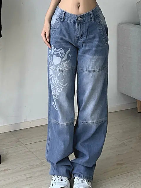 Vaqueros cargo estampados Harajuku