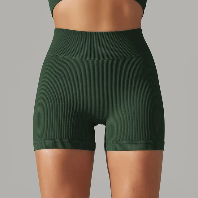 Shorts deportivos de yoga con cintura alta sin costuras