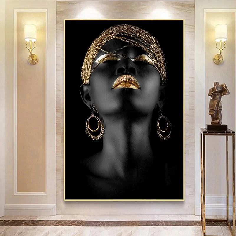Moderne Kunst Leinwand Afrikanische Schwarze Frau Poster