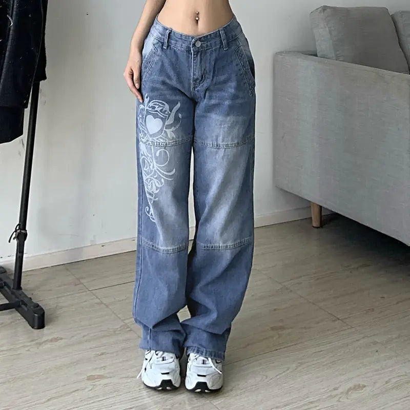 Vaqueros cargo estampados Harajuku