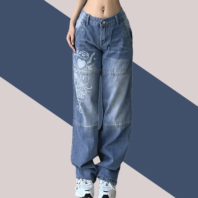 Vaqueros cargo estampados Harajuku
