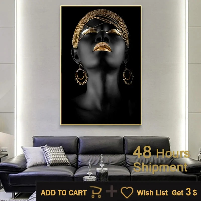 Moderne Kunst Leinwand Afrikanische Schwarze Frau Poster