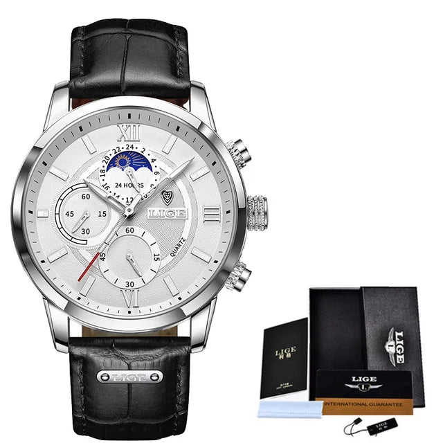 Relojes de lujo de cuarzo de cuero para hombres