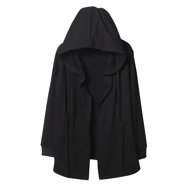 Gabardina de mago con capucha negra cortavientos para hombre