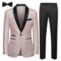 Mens Suit 2 Piece Floral Paisley Regular Fit Tuxedo Suits for Men Dinner Party Jacket Pants Set US Size M Print Pink