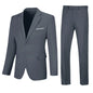 Grey Suits for Men 2 Piece Slim Fit Notch Lapel Single Breasted Stylish Formal Prom Dinner Party Wedding Business Tuxedo XS