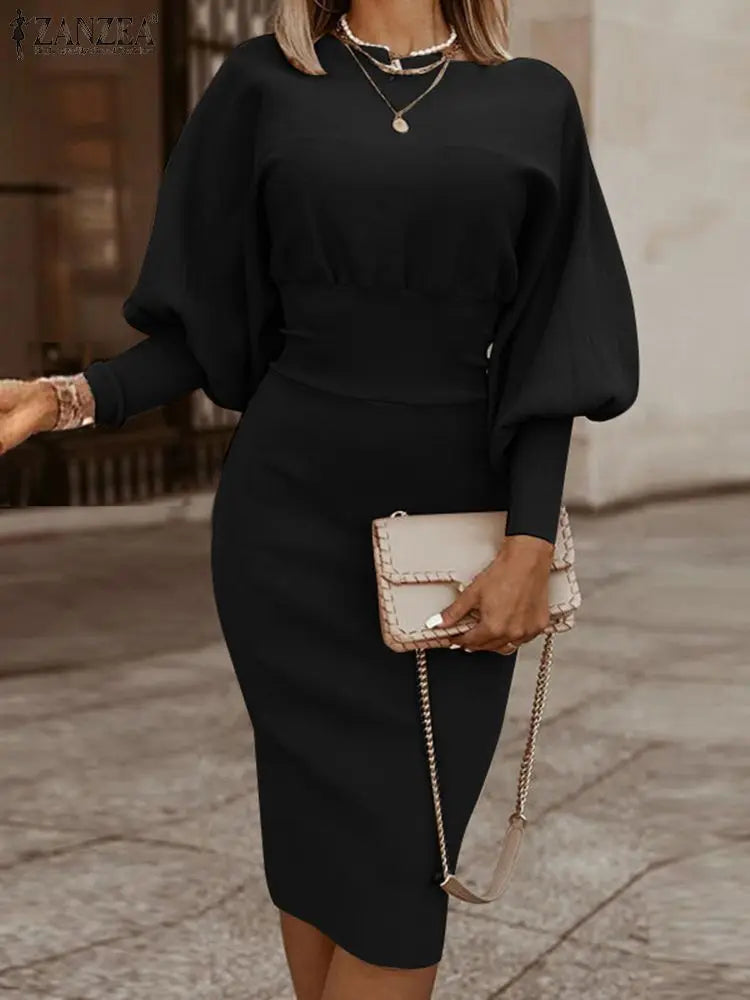 Vestido De Manga Mujer Elegante