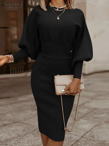 Vestido De Manga Mujer Elegante