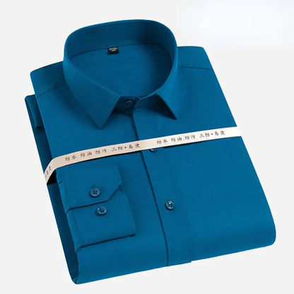 Camisa blanca de negocios de manga corta hidrofóbica impermeable a prueba de manchas de aceite para hombres