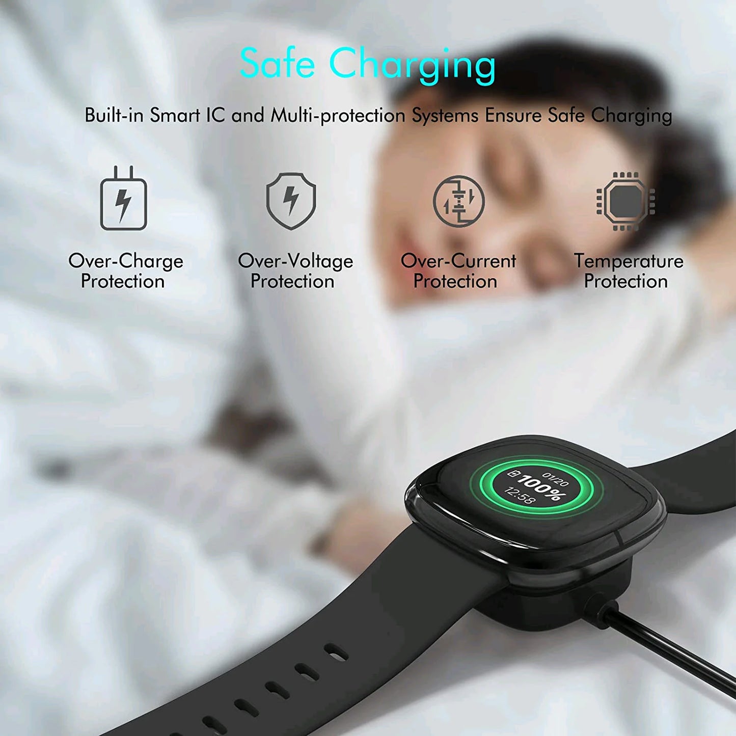 Wireless Charger For Fitbit Sense Versa 3 4 Watch USB Fast Charging Dock Cable