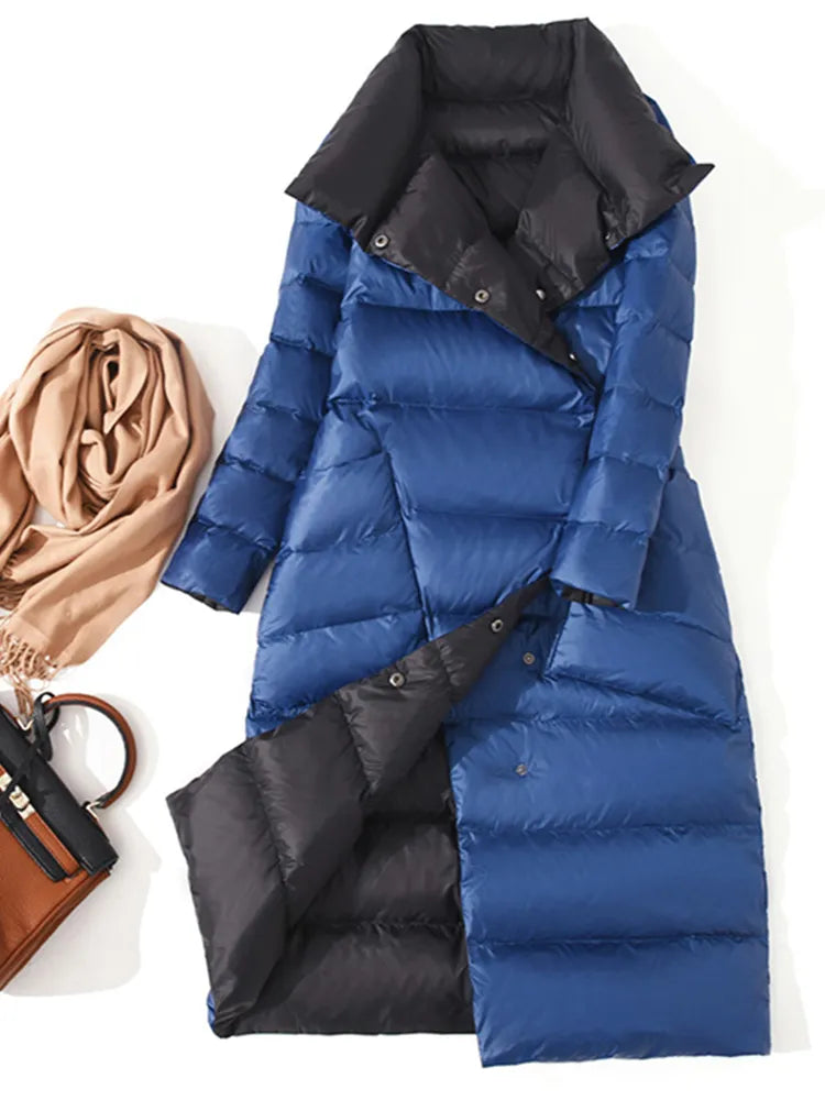 Chaqueta larga de invierno con cuello alto