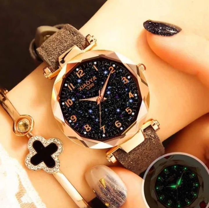 Reloj Star Sky de cuero de primera calidad