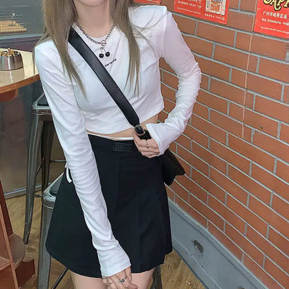 Camisetas de manga larga Diseño de mujer Sexy Crop Ins