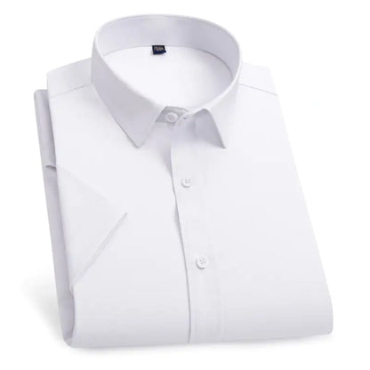 Camisa blanca de negocios de manga corta hidrofóbica impermeable a prueba de manchas de aceite para hombres