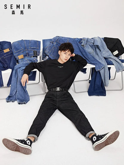 SEMIR 2021 Vaqueros holgados de mezclilla de algodón para hombre: ropa de calle de primavera y otoño