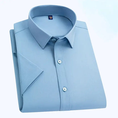 Camisa blanca de negocios de manga corta hidrofóbica impermeable a prueba de manchas de aceite para hombres