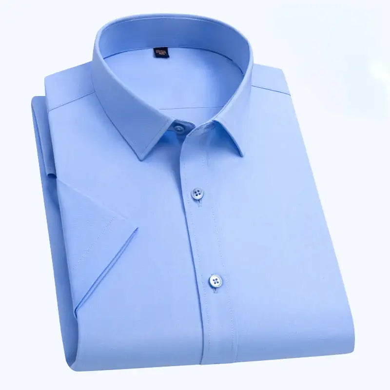 Camisa blanca de negocios de manga corta hidrofóbica impermeable a prueba de manchas de aceite para hombres