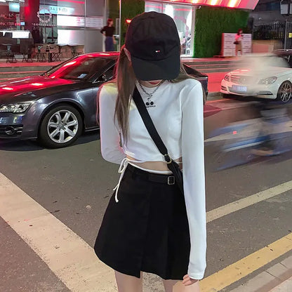 Camisetas de manga larga Diseño de mujer Sexy Crop Ins